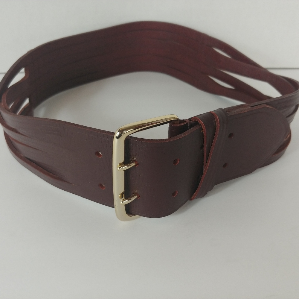 Banana Republic Wide Leather Belt Gold Hardware